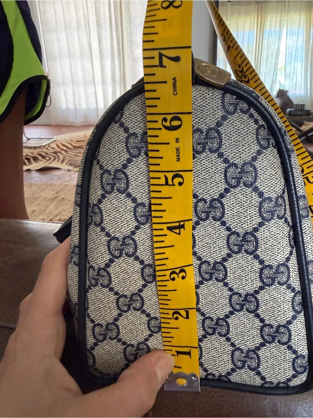 Vintage Gucci GG Accessory Collection Boston Blue Canvas Bag